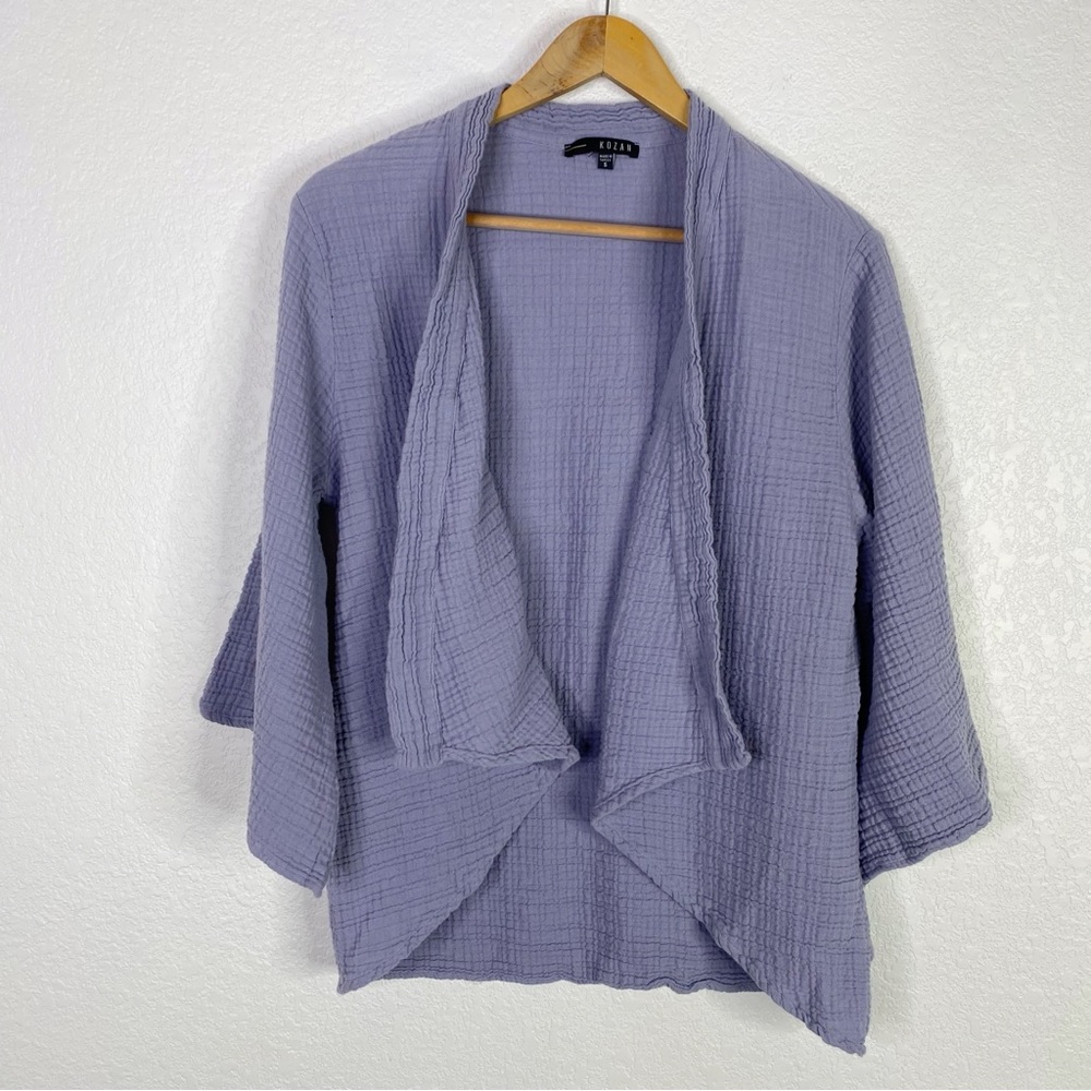 Kozan Periwinkle Blue Gauze Open Front Sweater Top